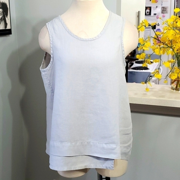 FLAX LINEN TOP. Light gray oversized small.  Good used condition. - Picture 1 of 8